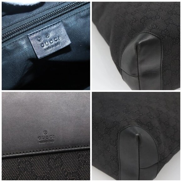 GUCCI GG Canvas Tote Bag Outlet Black Silver - Picture 11 of 14